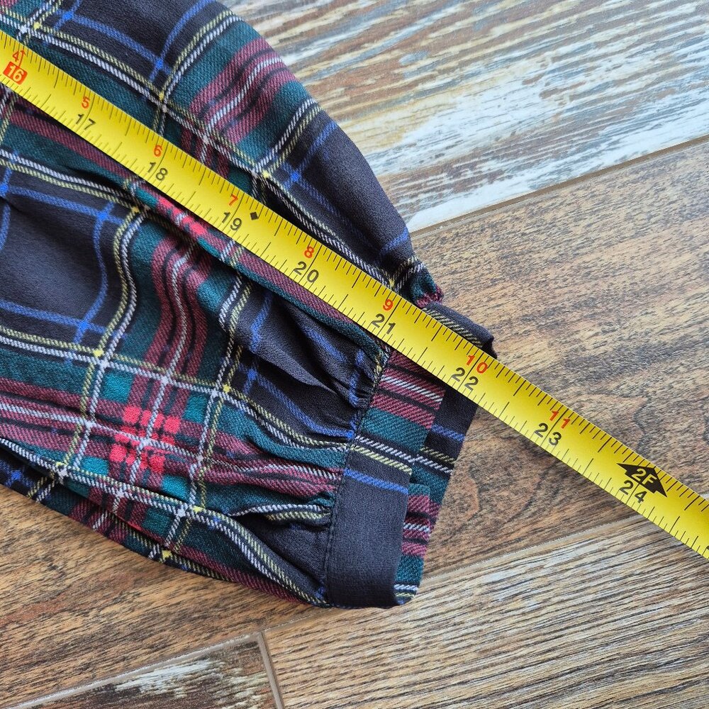Polo by Ralph Lauren Black Navy Red Plaid Tie-Neck Blouse - Picture 11 of 13